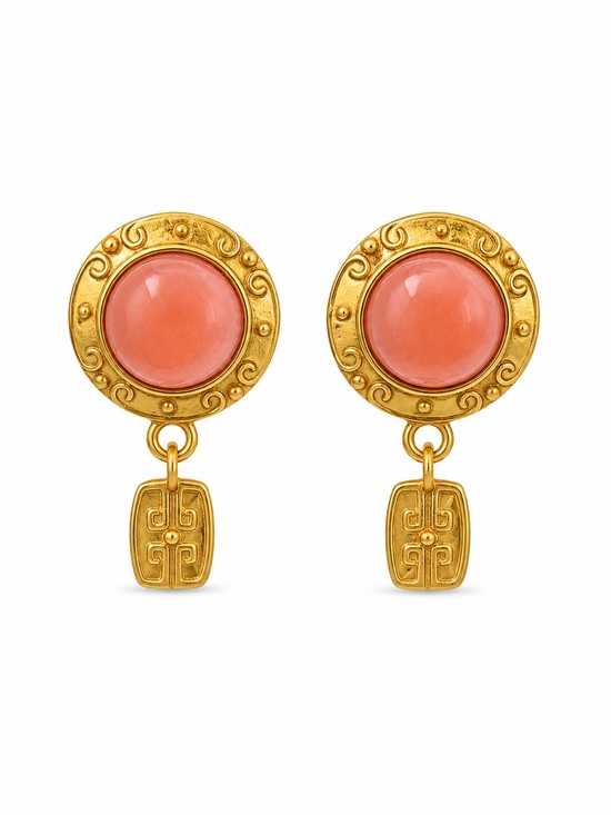 Venus and Vulcan Jewelry - Guava Coral Dangle Earrings (E118)